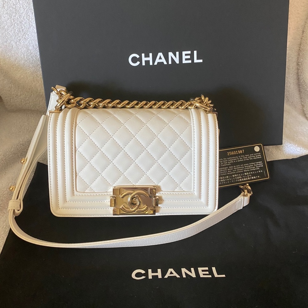 White Chanel Boy Bag